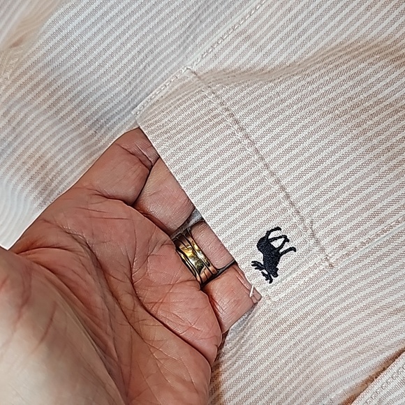 NWT ABERCROMBIE & FITCH BABY PINK STRIPED LONG SLEEVE BUTTON-UP UP SHIRT - Picture 9 of 16